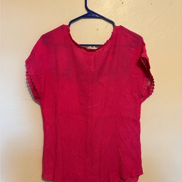 Blu Pepper Vibrant Pink Floral Blouse - Picture 8 of 8